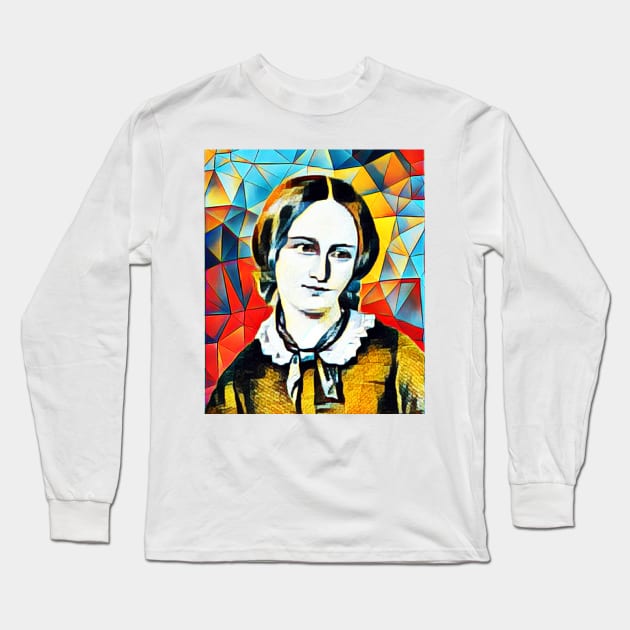 Emily Bronte Abstract Portrait | Emily Bronte Abstract Artwork 15 Long Sleeve T-Shirt by JustLit